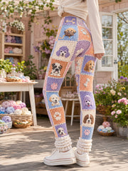 Damen-Leggings mit tierischem Hundemotiv als Kunstdruck