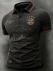 Herren-Poloshirt mit kurzen Ärmeln und Fußballmotiv