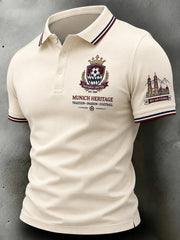 Herren-Poloshirt mit kurzen Ärmeln und Fußballmotiv