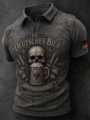 Herren-Poloshirt mit kurzen Ärmeln und Vintage-Schriftzug-Print
