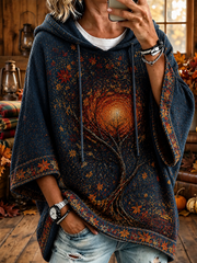 Damen-Hoodie aus waffelformigem Basic-Strick für den Herbst
