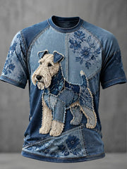 Herren-T-Shirt mit Kurzarm und Motiv eines Wire Fox Terriers