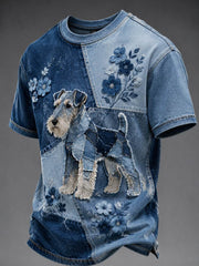Herren-T-Shirt mit kurzem Ärmel und Motiv eines Wire Fox Terriers