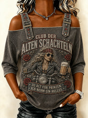 Frauen-Funny-Oktoberfest-Print Bierliebhaber 3/4-Ärmel-T-Shirt