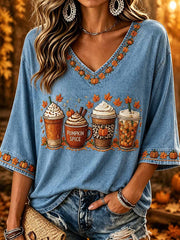 Damenmode Herbst T-Shirt mit Musterdruck