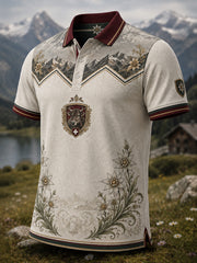 Herren-Polo mit Kunstdruck zum Gedenken an das Schweizer Alpen-Hirtenfest