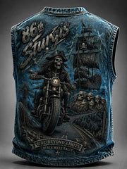 Herren-Retro-Motorradrallye-Graphic-Print-Trägerhemd
