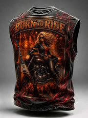 Herren-Retro-Motorradrallye-Graphic-Print-Trägerhemd