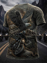 Herren-T-Shirt mit Retro-Motorrad-Rallye-Grafikdruck