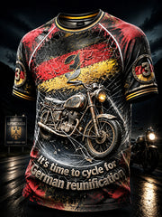 Herren-T-Shirt mit coolem Graffiti-Print zur Einheitsfeier der deutschen Flagge für Motorradfahrer