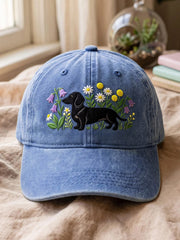 Unisex-Hüte aus gewaschener Baumwolle mit Dackelmotiv
