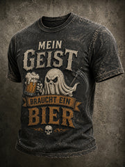 Lustiges Herren-T-Shirt mit Halloween-Print und kurzen Ärmeln