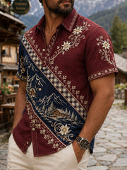 Herren-Landhausstil-Hemd mit Kunstdruck, lässig