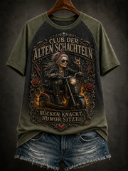 Frauen-T-Shirt mit humorvollem Spruch, Rundhalsausschnitt und kurzen Ärmeln
