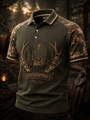Herren-Poloshirt im Vintage-Stil mit traditionellem Rentiermuster