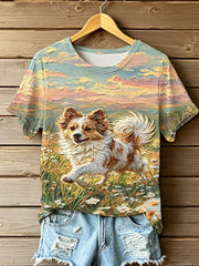 Damen-T-Shirt mit V-Ausschnitt und schulterfreiem Design sowie kurzen Ärmeln – STOPPT TIERVERBRAUCH
