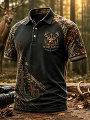 Herren-Poloshirt im Vintage-Stil mit traditionellem Rentiermuster