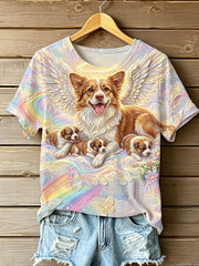 Damen-T-Shirt mit V-Ausschnitt und schulterfreiem Design sowie kurzen Ärmeln – STOPPT TIERVERBRAUCH