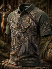 Herren-Poloshirt im Vintage-Stil mit traditionellem Rentiermuster