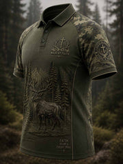 Herren-Poloshirt im Vintage-Stil mit traditionellem Rentiermuster