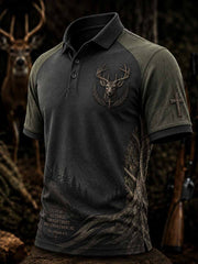 Herren-Poloshirt im Vintage-Stil mit traditionellem Rentiermuster