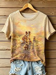 Damen-T-Shirt mit V-Ausschnitt und schulterfreiem Design sowie kurzen Ärmeln – STOPPT TIERVERBRAUCH