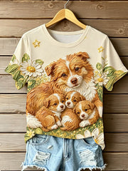 Damen-T-Shirt mit V-Ausschnitt und schulterfreiem Design sowie kurzen Ärmeln – STOPPT TIERVERBRAUCH