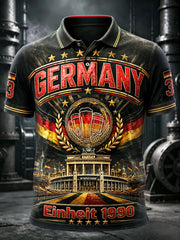 Herren-Poloshirt im Freizeitstil mit Bier-Print zum Deutschen Nationalfeiertag