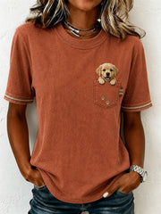 Damen-T-Shirt mit niedlicher Filzkunst eines Golden Retrievers