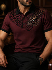 Retro-Poloshirt im Business-Stil mit kunstvollem Print