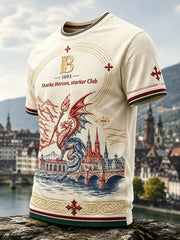 Herren-T-Shirt mit Kunstdruck und kulturellen Elementen des FC Basel