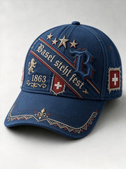 Unisex-Kunstdruck-Hut mit kulturellem Motiv des FC Basel