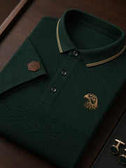 Retro-Poloshirt im Business-Stil mit kunstvollem Print