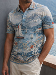 Herren-Schweizer Edelweiß-Alpen-Kunstdruck-Lässig-Oberteil