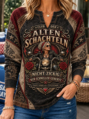 Frauen-Luftiges Kapuzenpullover mit humorvollem Spruch und V-Ausschnitt