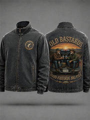 Herren Funny Old Bastards Fishing Club Lifetime Member Print Zip-Up Hoodie