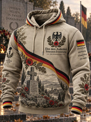 Herren-Vintage-Kapuzenpullover mit Veteranen-Print und langen Ärmeln