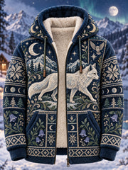 Herren-Kapuzenjacke mit Fleecefutter und nordischen Waldtiermotiven