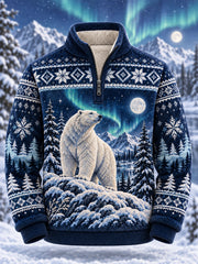 Herren-Flanell-Sweatshirt mit nordischen Waldtieren