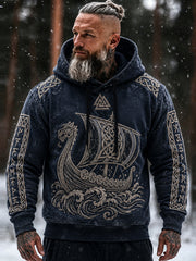 Herren-Vintage-Kapuzenpullover im Wikinger-Stil mit keltischem Muster – bequem und stylisch
