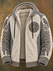 Herren-Wintermantel im Wikingerstil, lässig und warm, aus Flanell mit Kapuze