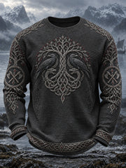 Herren-Viking-Print-Waffel-Longsleeve-T-Shirt