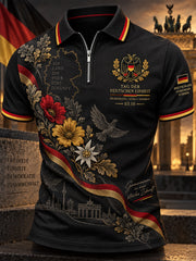 Herren-Einheitsfeiertags-Feier Grafikdruck Kurzarm-Polo-Shirt mit durchgehendem Reißverschluss
