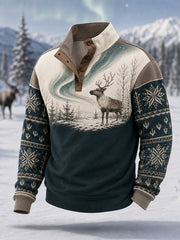 Herren-Oberteil in lässiger, bequemer Passform mit vintage nordischem Tiermotiv-Print