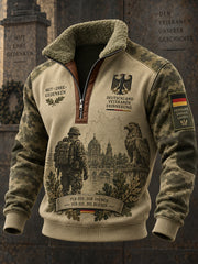 Herren-Graphic-Print-Zip-Neck-Top zum Gedenken an die Veteranen