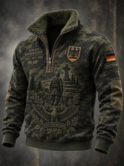 Herren-Graphic-Print-Zip-Neck-Top zum Gedenken an die Veteranen