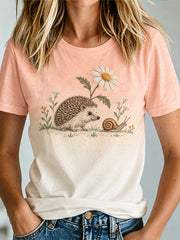 Damen-T-Shirt mit niedlichem Igel-Print