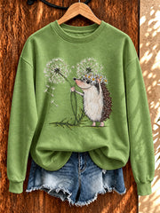 Damen-Sweatshirt mit niedlichem Igel-Print