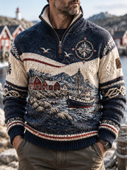 Nordic Coastal Heritage Quarter-Reiß verschluss Sweatshirt