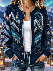 Damen-Strickjacke im Karo-Stil aus den österreichischen Alpen